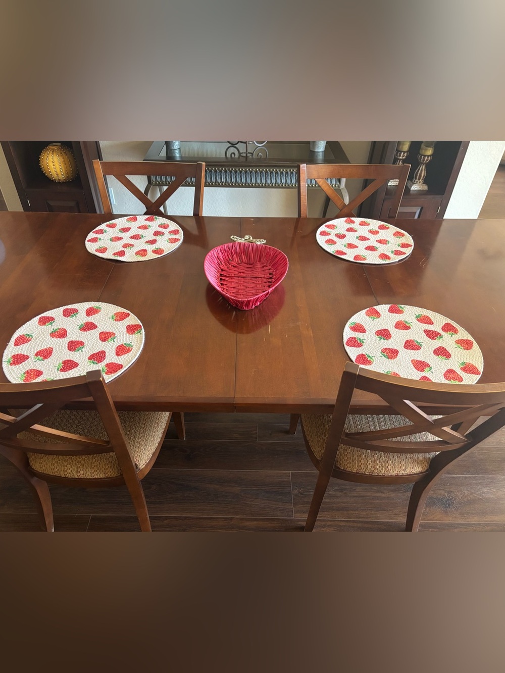 Martha Stewart Strawberry Round Placemats - Red & White
